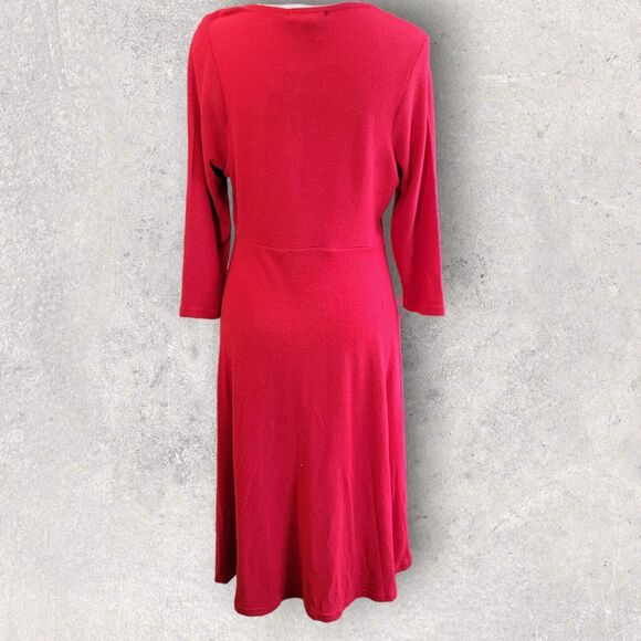 Torrid Super Soft Plush Red Hi-Lo Skater Knit Dress Lg 0 NWT Christmas V Neck - Picture 2 of 14
